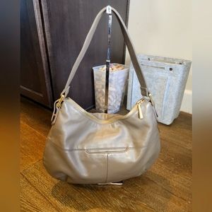 HOBO Grey leather zippered hobo bag